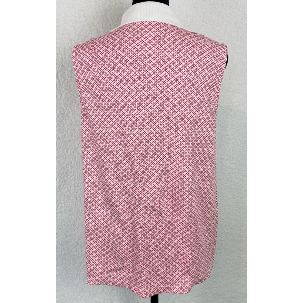 LANDS’ END • Red/White Geometric Print Sleeveless Collared Polo Top, M - Picture 9 of 16